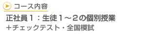 正社員1:生徒1~2の個別授業+チェックテスト・全国模試